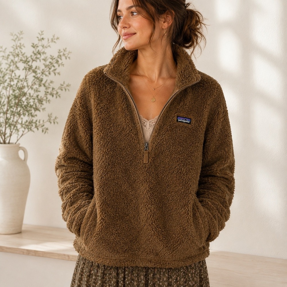 Patagonia Los Gatos Fleece Pullover Womens M Brown 1/4 Zip Gorpcore 25235